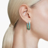 MATRIX HOOP EARRINGS, BAGUETTE CUT, GREEN, RHODIUM PLATED 5705787