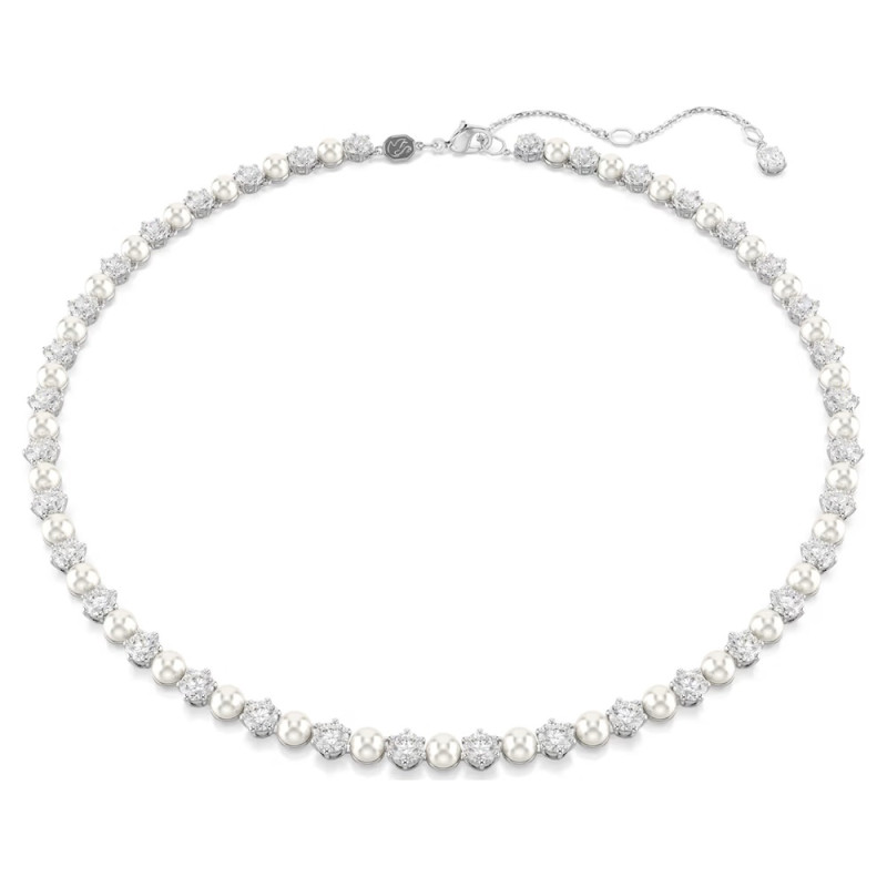 COLLANA TENNIS MATRIX, CRYSTAL PEARL, BIANCO, PLACCATA RODIO 5689623