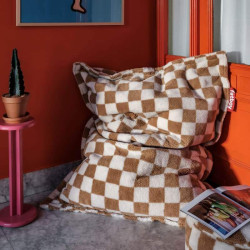 POINT TEDDY CHESS POUF, ALMOND + CREME