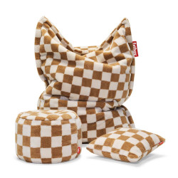 POINT TEDDY CHESS POUF, ALMOND + CREME