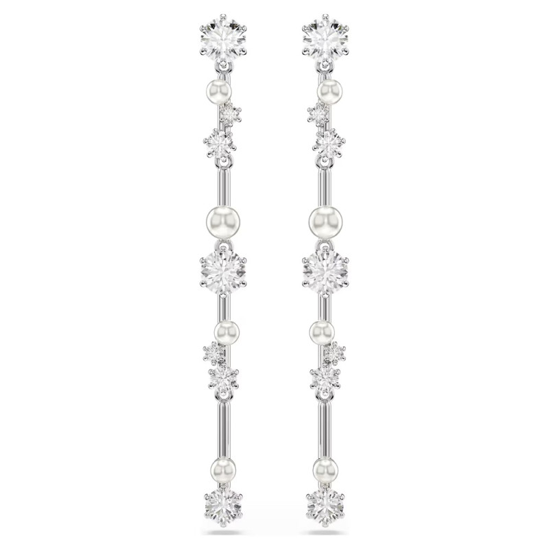 CONSTELLA EARRINGS, CRYSTAL PEARL, WHITE, RHODIUM PLATED 5705614