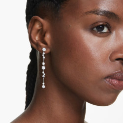 CONSTELLA EARRINGS, CRYSTAL PEARL, WHITE, RHODIUM PLATED 5705614