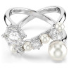 COCKTAIL RING CONSTELLA, CRYSTAL PEARL, WHITE, RHODIUM PLATED