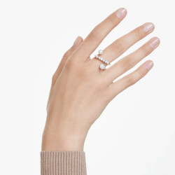 COCKTAIL RING CONSTELLA, CRYSTAL PEARL, WHITE, RHODIUM PLATED