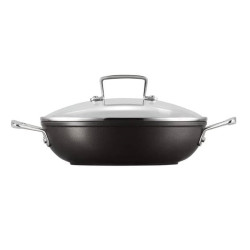 TEGAME BASSO IN ALLUMINIO ANTIADERENTE, COPERCHIO DI VETRO
